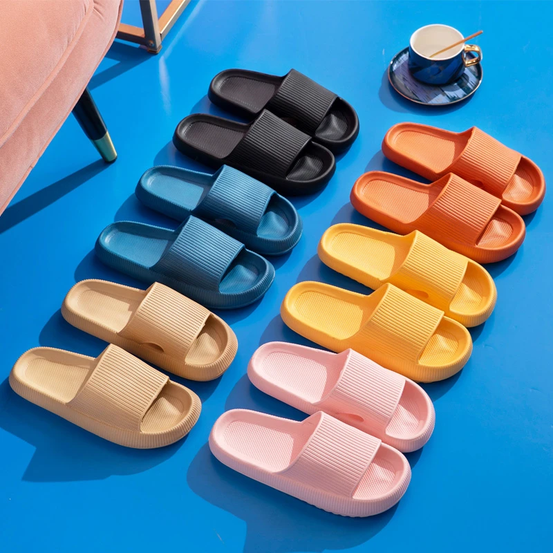 Women Thick Platform Slippers Summer Beach Eva Soft Sole Slide Sandals Leisure Men Ladies Indoor Bathroom Anti-slip Shoes