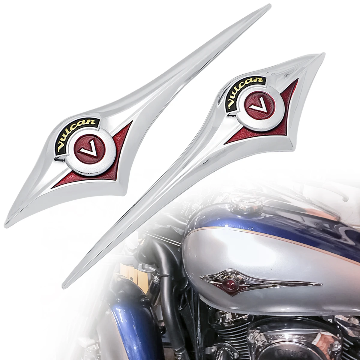 Motorcycle Chrome Fuel Gas Tank Emblem Badge 3D Decals Stickers For Kawasaki Vulcan VN 800 900 400 500 1500 1600 1700 Classic
