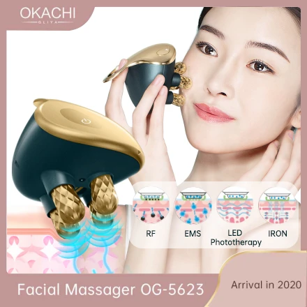 5 in 1 Facial Massager RF EMS with 4D Massage Head Home Use Facial Device Promote Face Cream Absorption 5 Light Color Modes