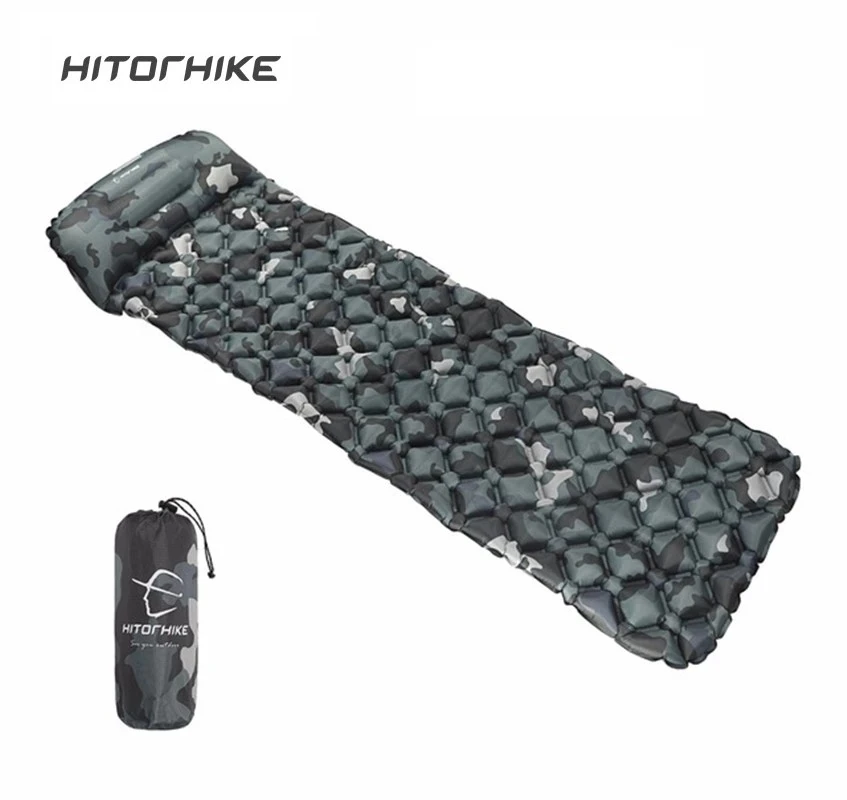 Hitorhike innovative sleeping pad fast filling air bag camping mat inflatable mattress with pillow life rescue 550g  cushion pad