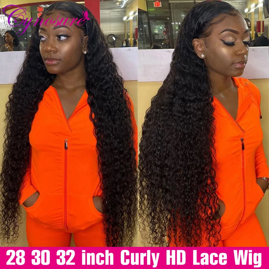 Cynosure 13x4/13x6 HD Transparent Lace Front Human Hair Wigs For Women 180% Brazilian Kinky Curly 4x4 Lace Closure Wig Remy Hair