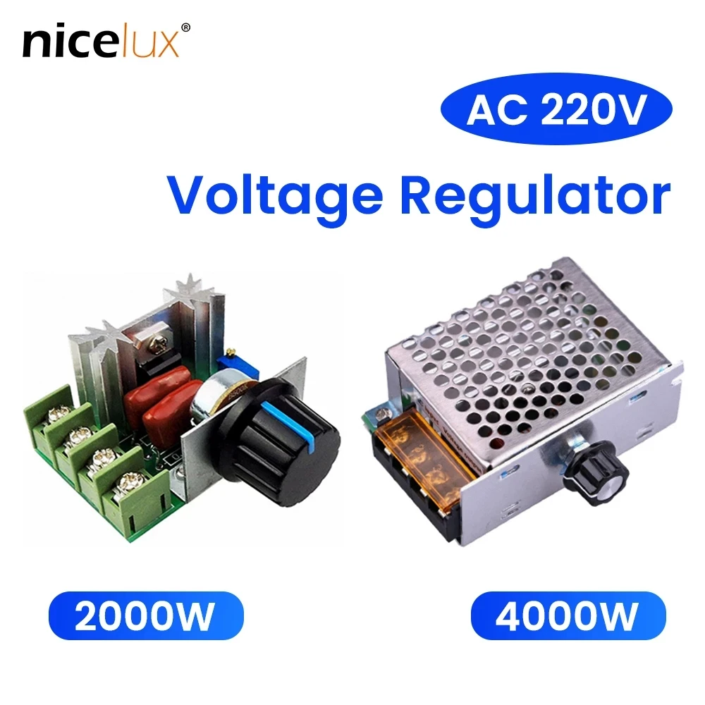 2000/4000W High Power Thyristor Electronic Voltage AC 220V Regulator Dimming Speed Temperature Regulation with Insurance Shell