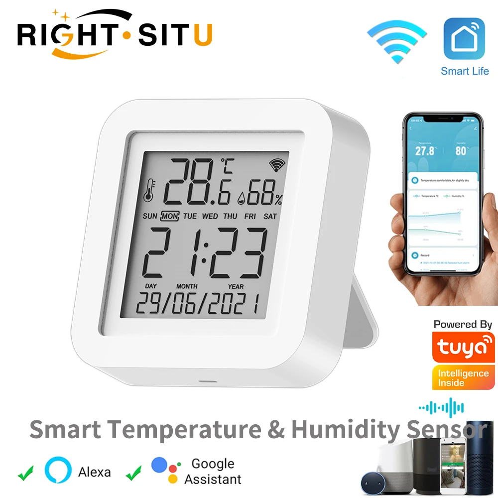 Tuya WIFI Temperature & Humidity Sensor for Smart Home var SmartLife Thermometer With Display Support Alexa Google Assistant