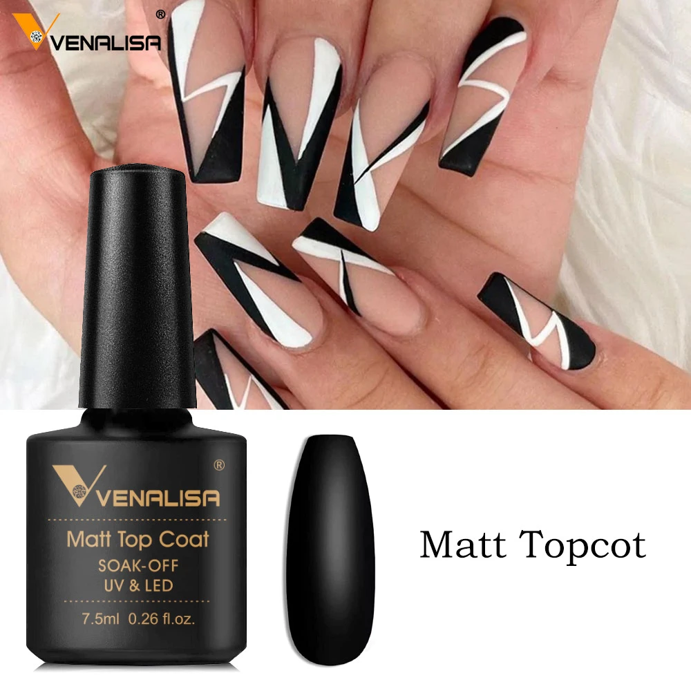 VENALISA Matte Top Coat CANNI Nail Art Design High Quality UV LED Base Coat No Sticky Layer Top Coat, Soak off Matt Topcoat