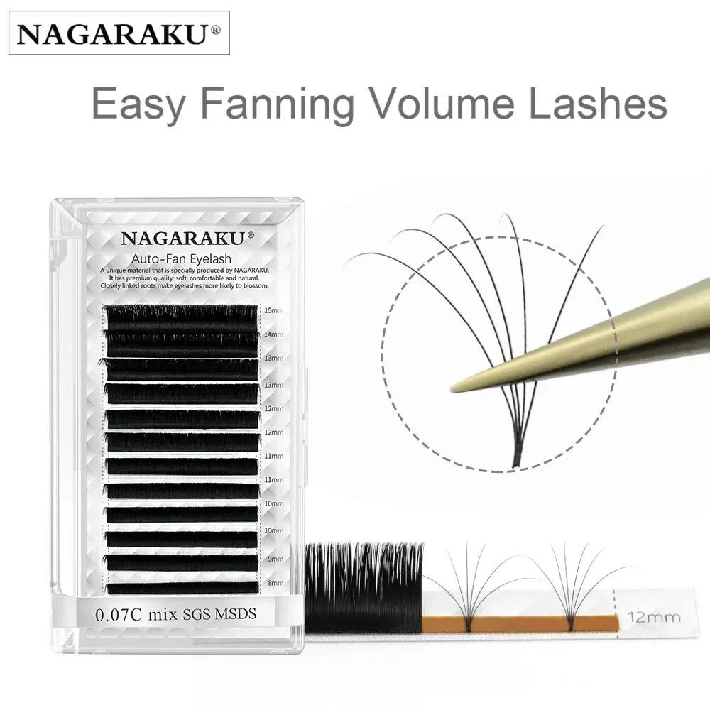 NAGARAKU Easy Fanning Auto Fans Eyelash Extension Self Handing Making Fast Bloom Flowering Pre-bonded  Lashes Mega Volume