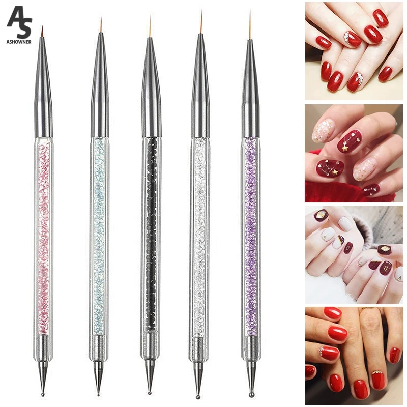 5pcs/Kit Nail Art Pen Set Double-ended Acrylic Dotting Drawing Painting Nail Brush UV Gel Liner Polish Nails Art Dotting Tools