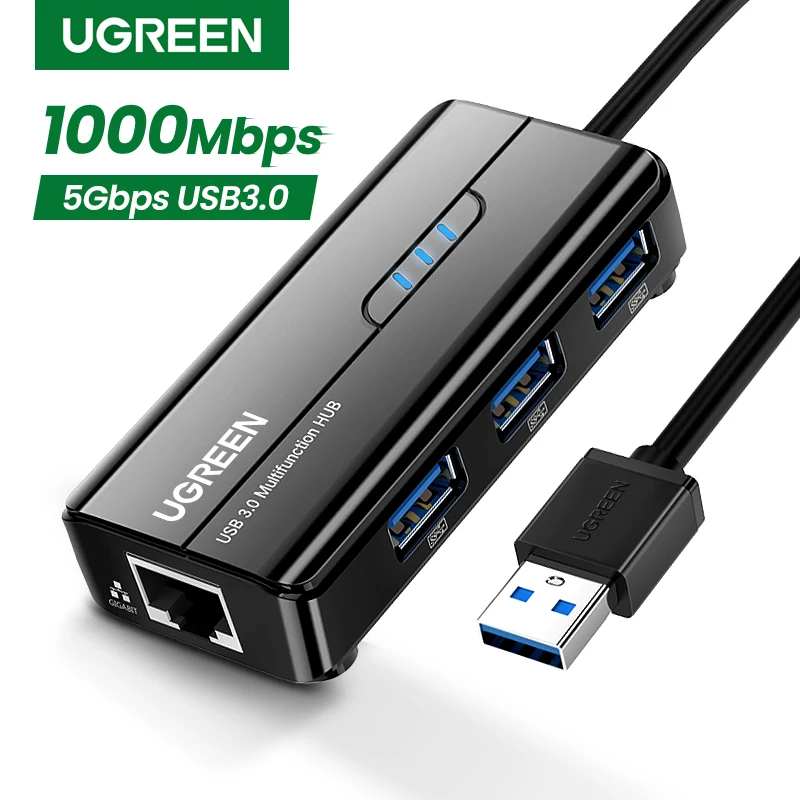 UGREEN USB Ethernet USB3.0 to RJ45 1000Mbps Ethernet Adapter for Laptop Xiaomi Mi Box S Set-top Box USB Lan Network Card USB HUB
