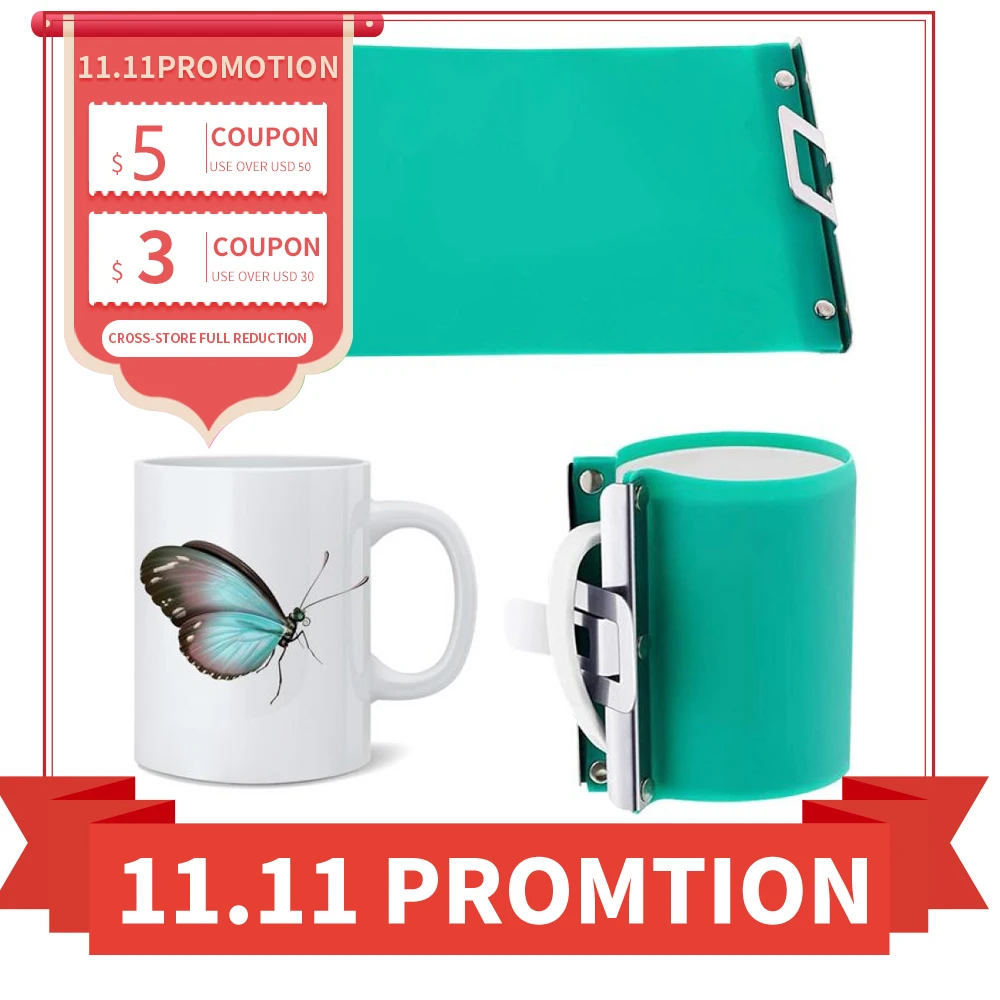 Free shipping 1Pc 3D Sublimation Latte Mug Rubber Clamp 11oz 12 15OZ Silicone Fixture Print Mug wrap for 3D Sublimation Machine