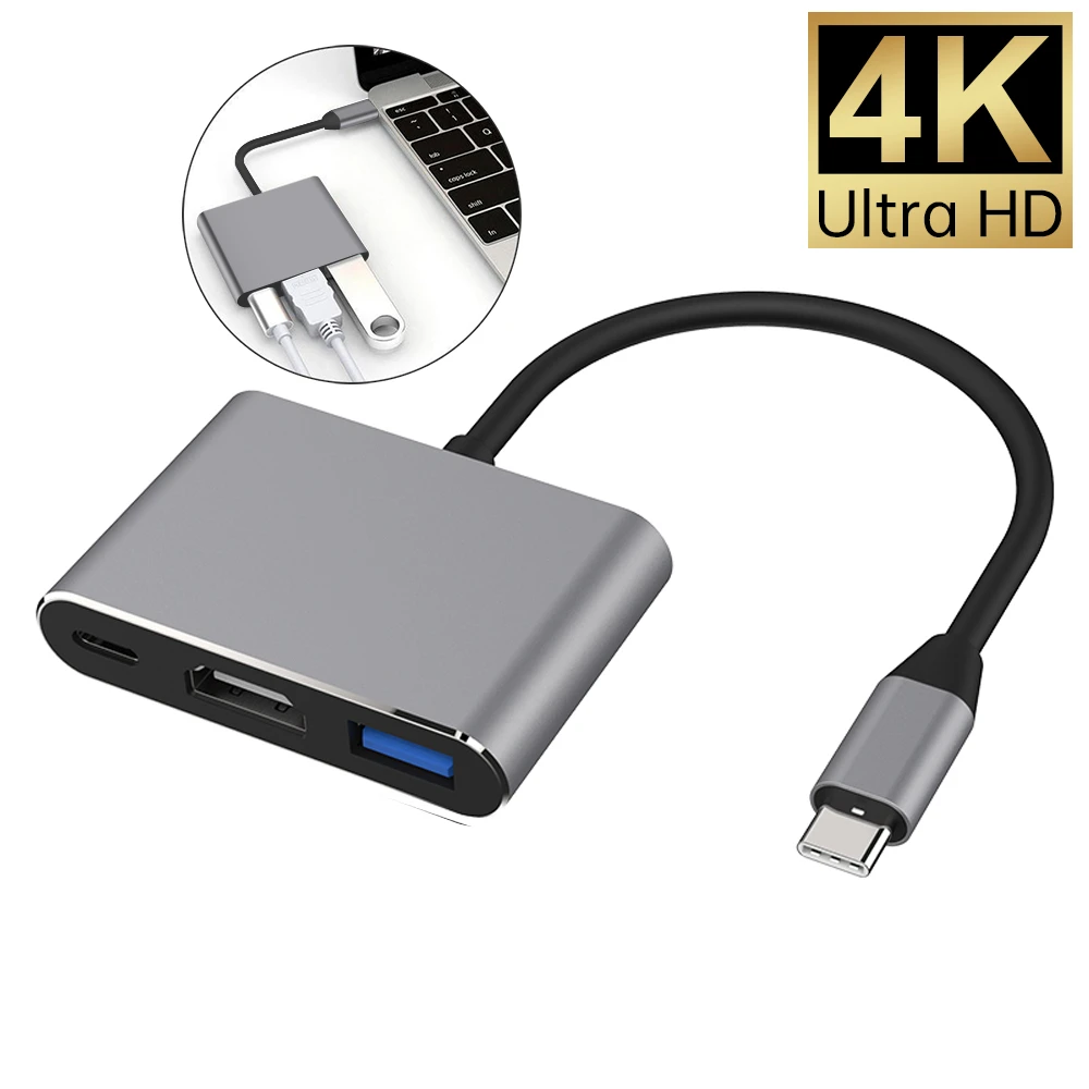 USB-C To HDMI 3 in 1 Cable Converter for Samsung Huawei iPad Mac NS Usb 3.1 Type C To HDMI 4K Adapter Cable