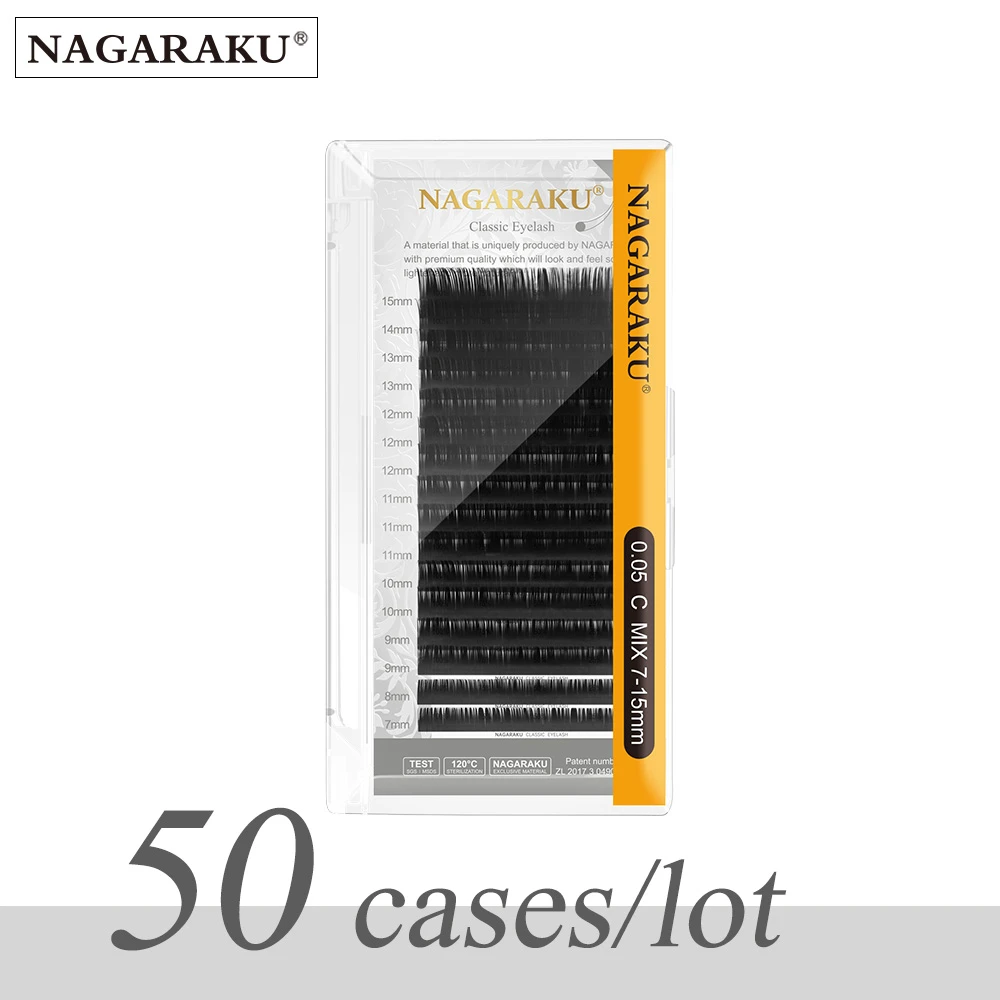 NAGARAKU Eyelash Extension Makeup Cilios 50 Cases/lot 16 Rows/case 7~15 Mix Individual Eyelash Natural Synthetic Mink Lashes