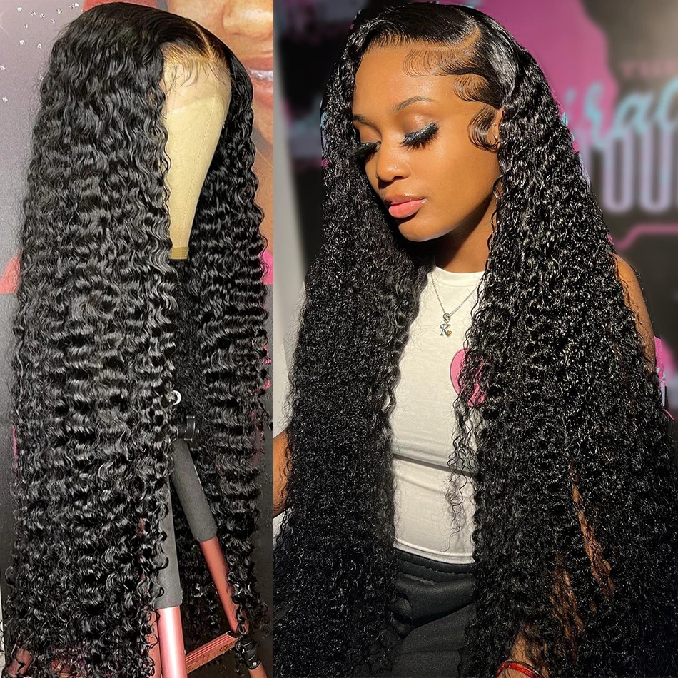 30 40 Inch Brazilian Curly 13x4 13x6 Human Hair Transparent Lace Front Wigs 360 Lace Frontal Wig for Black Women Loose Deep Wave