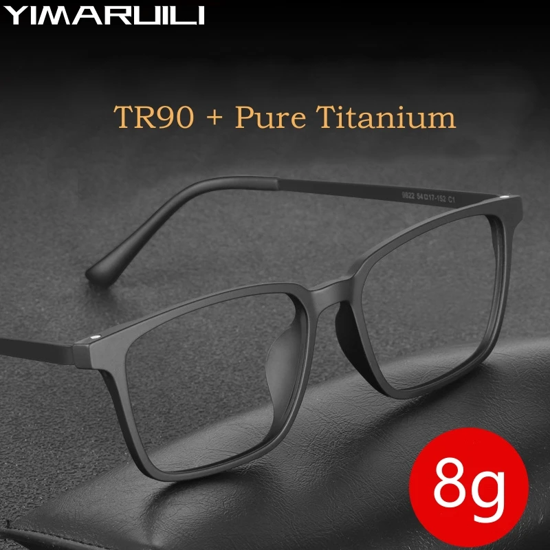 Square Pure Titanium Myopia Glasses Men Optical Large Frame Ultra-Light Prescription Glasses Frame Decorative Glasses Frame 9822