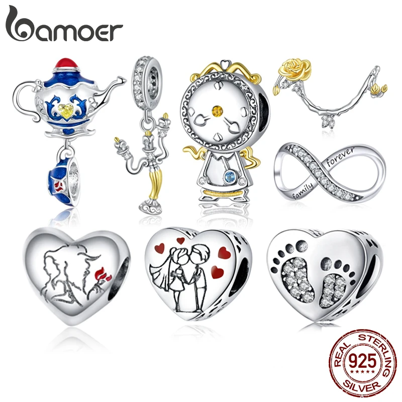 bamoer Genuine 925 Sterling Silver Magic Can Colock Pendant Charm fit Original Bracelet and Necklace Fine Jewelry BSC319