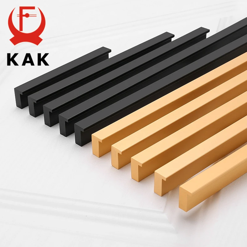 KAK American Style Black Cabinet Handles Gold T Bar Aluminum Alloy Kitchen Cupboard Pulls Drawer Knobs Furniture Handle Hardware