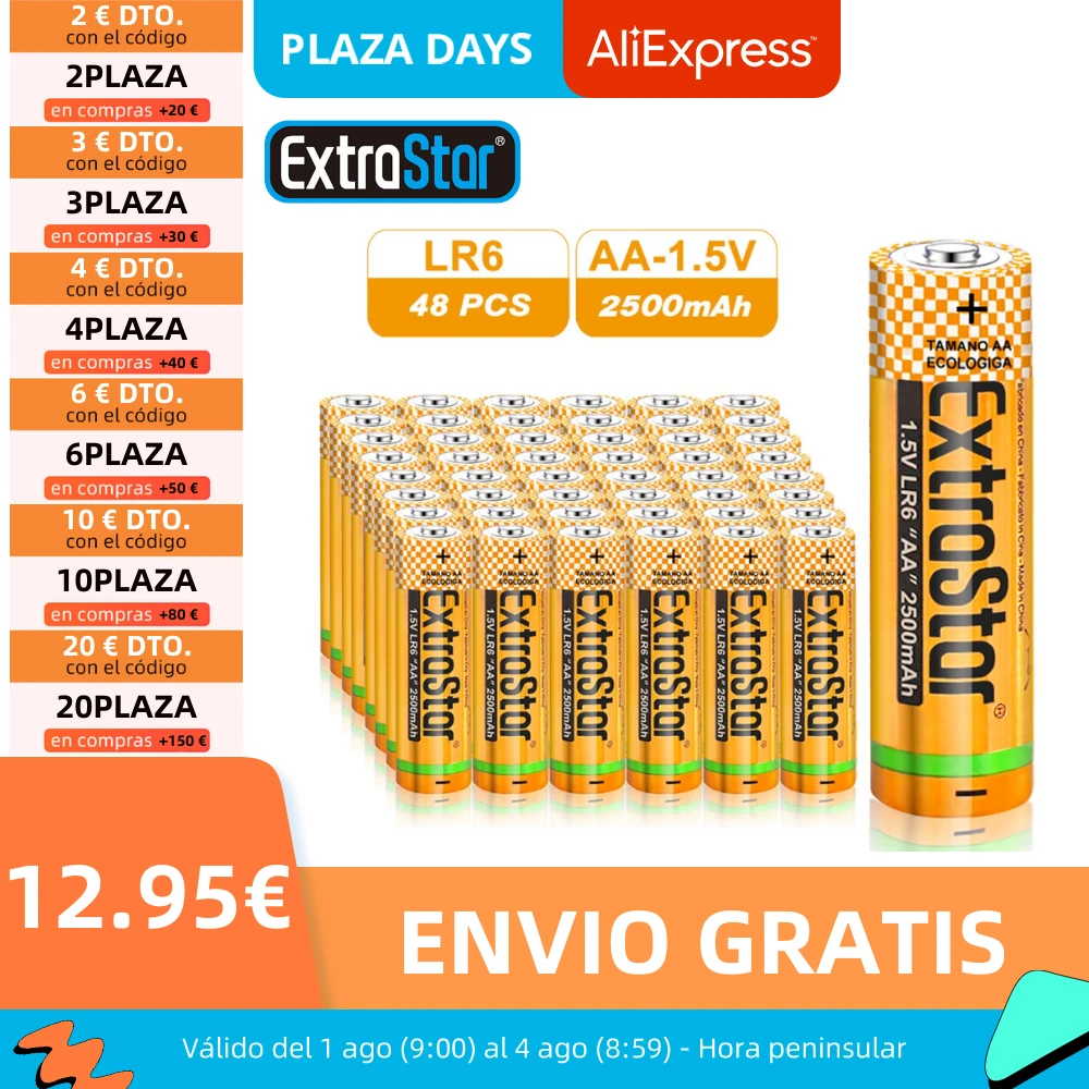 ExtraStar®Alkaline batteries “AA” 1.5 volt, 2500mAh, 48 PCs