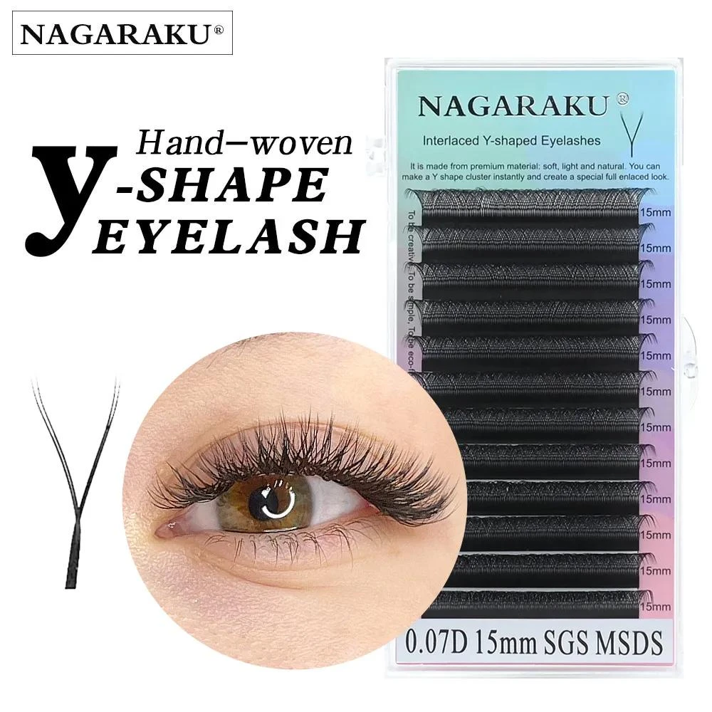 NAGARAKU YY shape hand woven premium mink soft light natural eyelashes extension makeup mesh net cross false eyelash individual