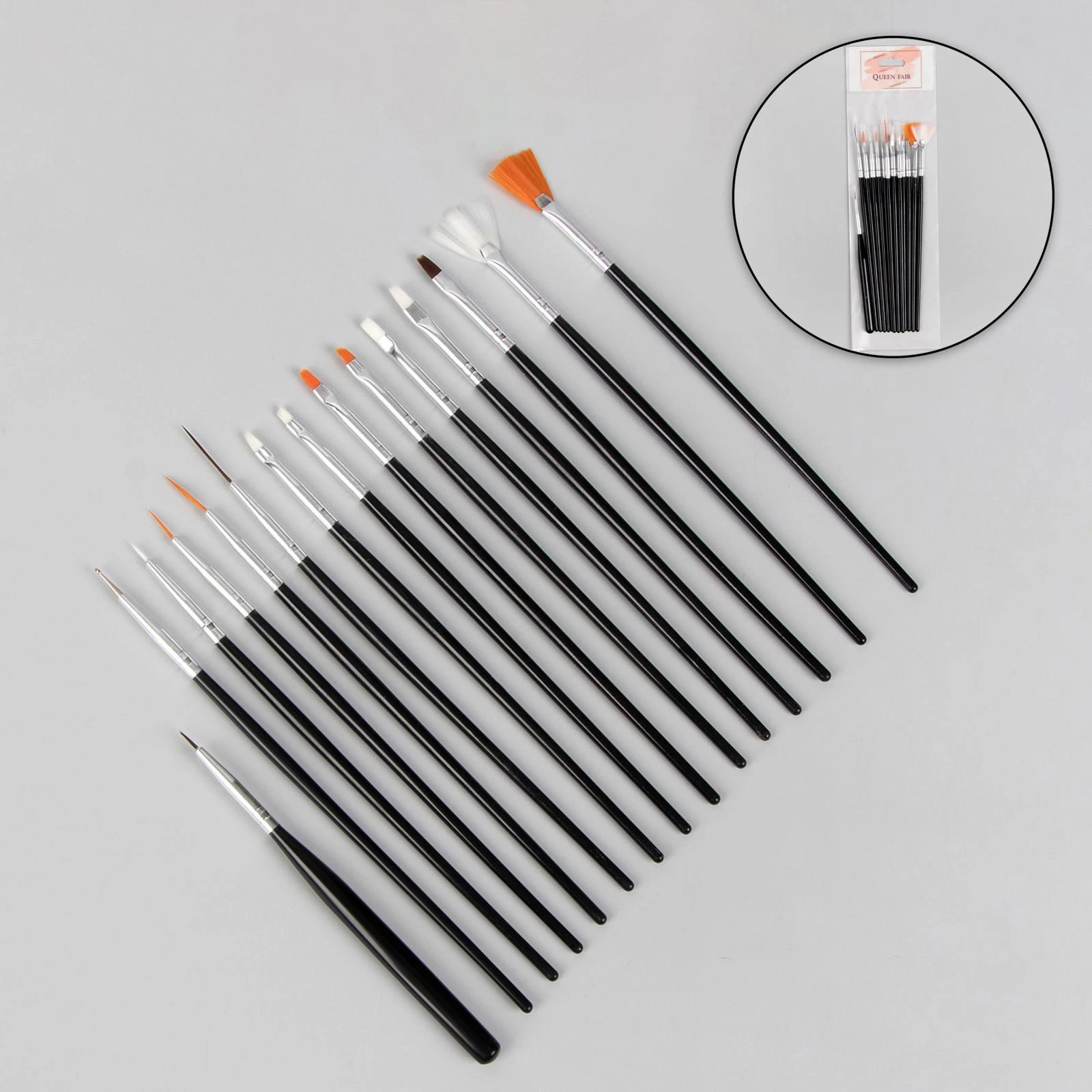 Brushes for building and designing nails 15 pcs 19 cm black manicure Nail art design Beauty Tools Queen fair sima land For simaland Accessories All Everything Health