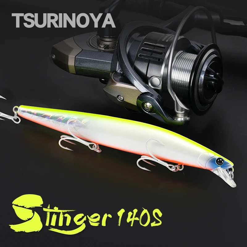 TSURINOYA Top Fishing Lure Sinking Minnow 140S DW92 140mm 26g Saltwater Black Bass Pike Long Casting Hard Baits Tungsten Weight
