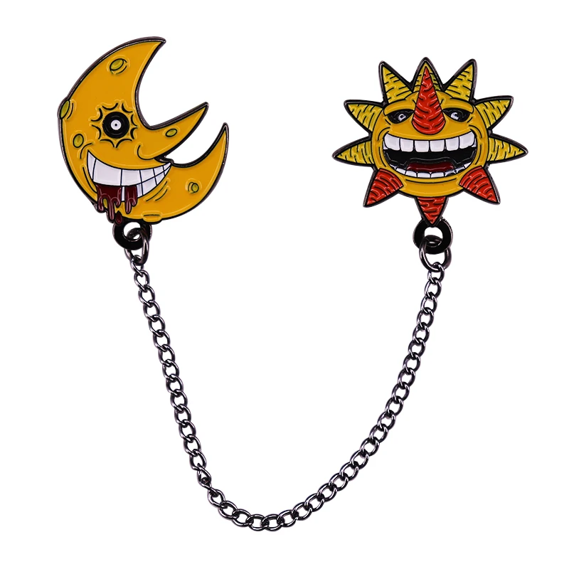 Soul Eater the sun and moon Brooch Pin Chain badge Nights of Halloween Anime Day 2021 new accessories