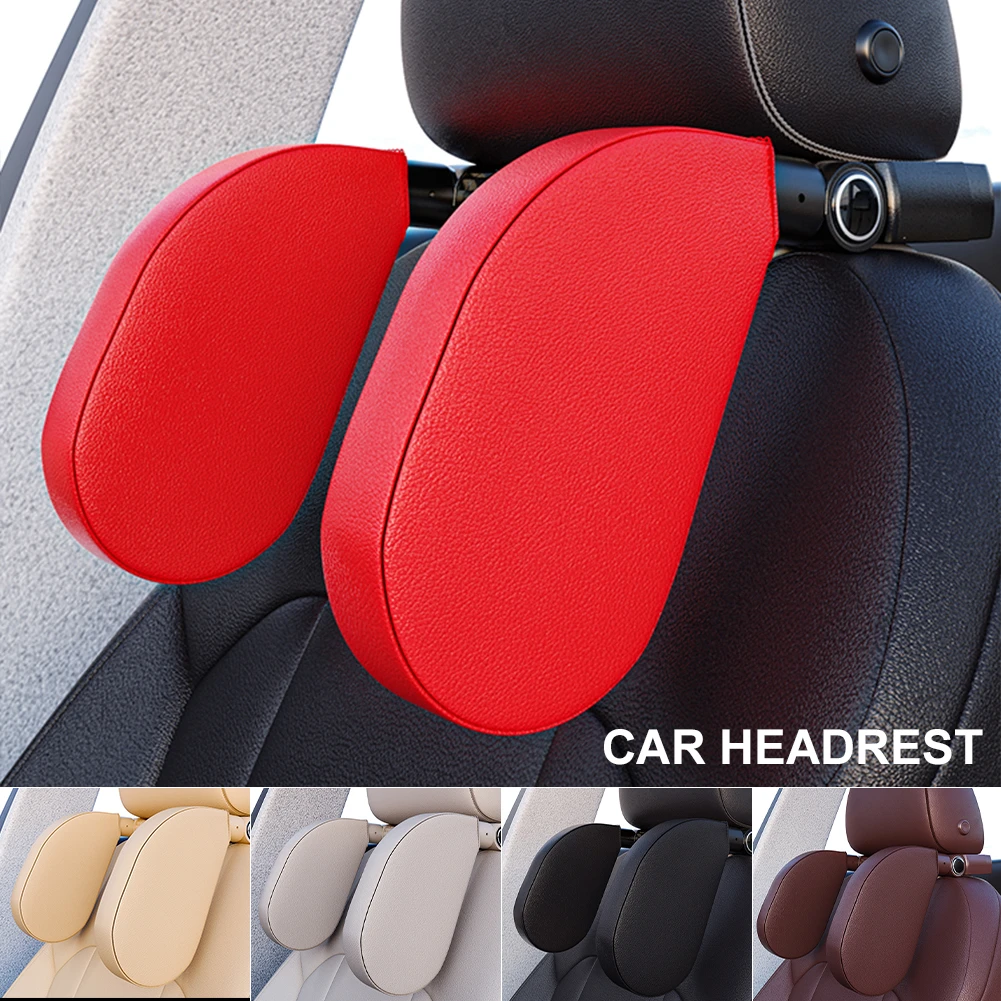 Car Seat Headrest Pillow Adjustable Head Neck Support Detachable Head Pillow Travel Sleeping Cushion for Kids Adults + MP Holder