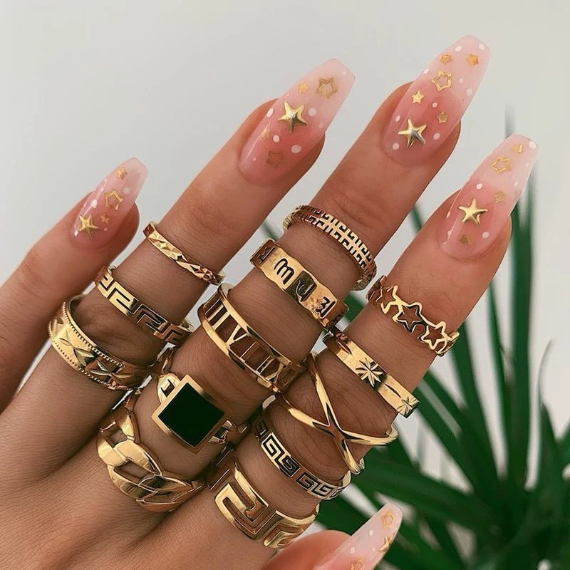 punk jewelry women rings rose gold ring set vintage sale undefined wholesale bague femme for girls bts accesorios Christmas 2020