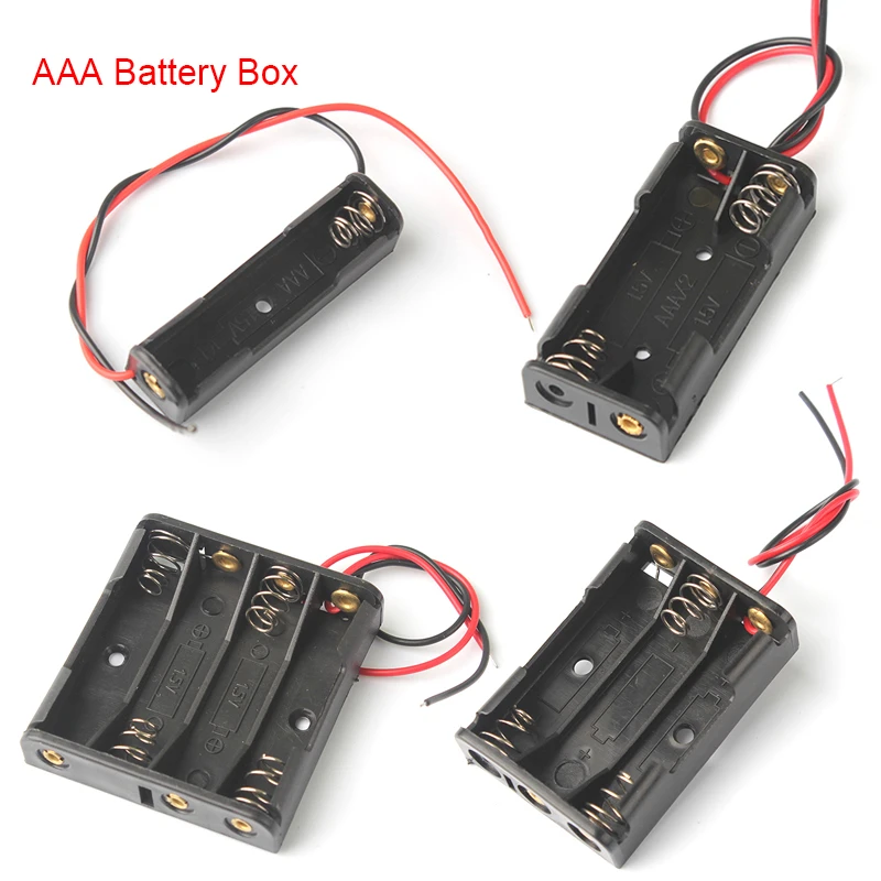New AAA Power Bank Cases 1X 2X 3X 4X AAA Battery Holder Storage Box Case 1 2 3 4 Slot AAA  Batteries Container With Wire Lead