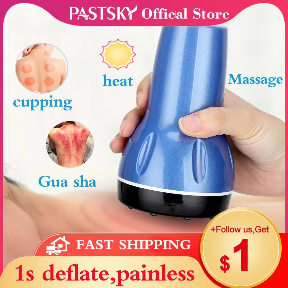 Pastsky Vacuum Massager Guasha Body Cupping Electric Scrapping Suction Cups Hot Compress Fat Burning LCD Display 2/6/9 Levels