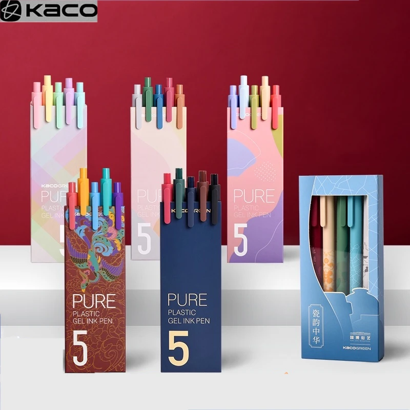 5pcs/pack Youpin KACO Sign Pen Cololful 0.5mm Pen Color Ink Ballpoint pen KACOGREEN Durable Signing Pen ABS Plastic Smooth Ink