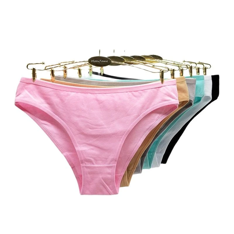 Moonflame 5 pcs/lot 2021 Hot Sale Solid Color Underwear Women Cotton Briefs Panties 89173