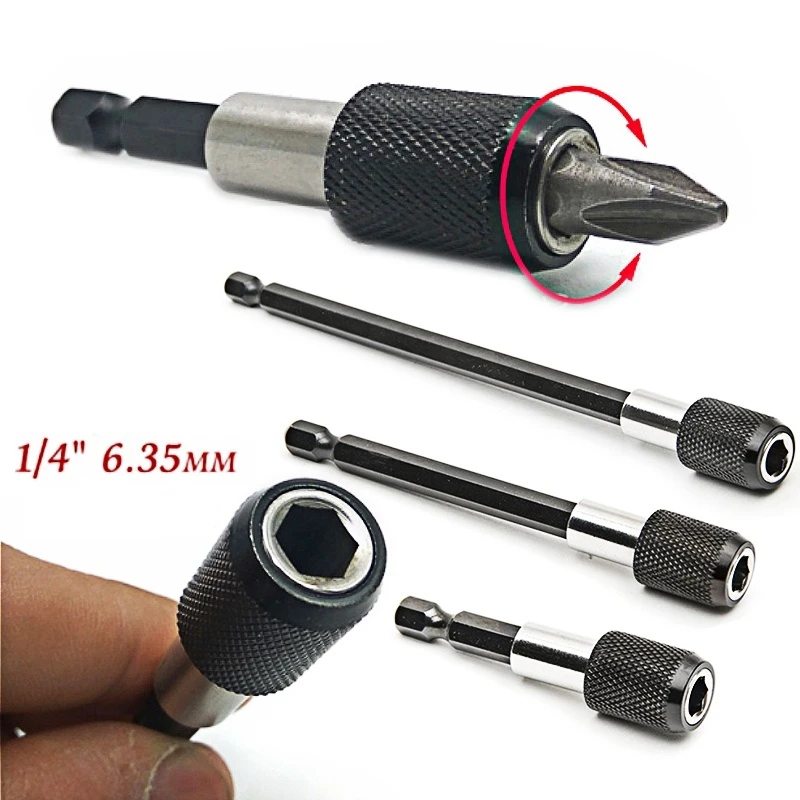 1/4 Hex Shank Quick Release Electric Drill no Magnetic Screwdriver Bit Holder 60mm 100mm 150mm quick shank power tool