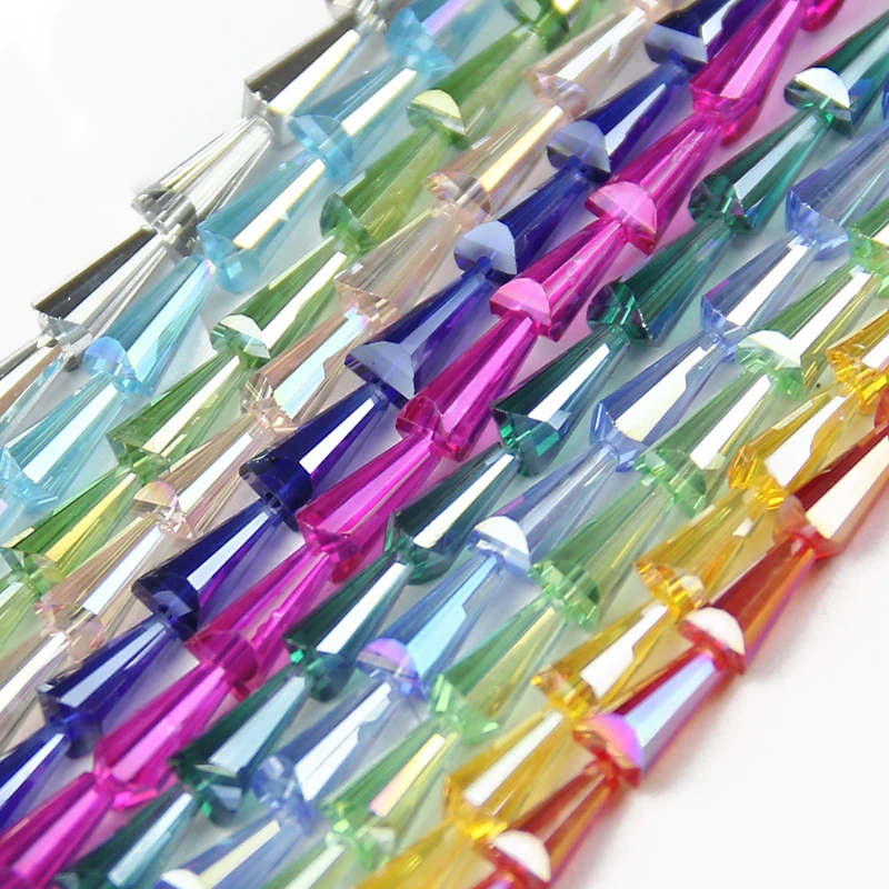 JHNBY Tower shape Upscale Austrian crystal beads conical loose beads glass ball 6*12mm 50pcs supply bracelet Jewelry Making DIY