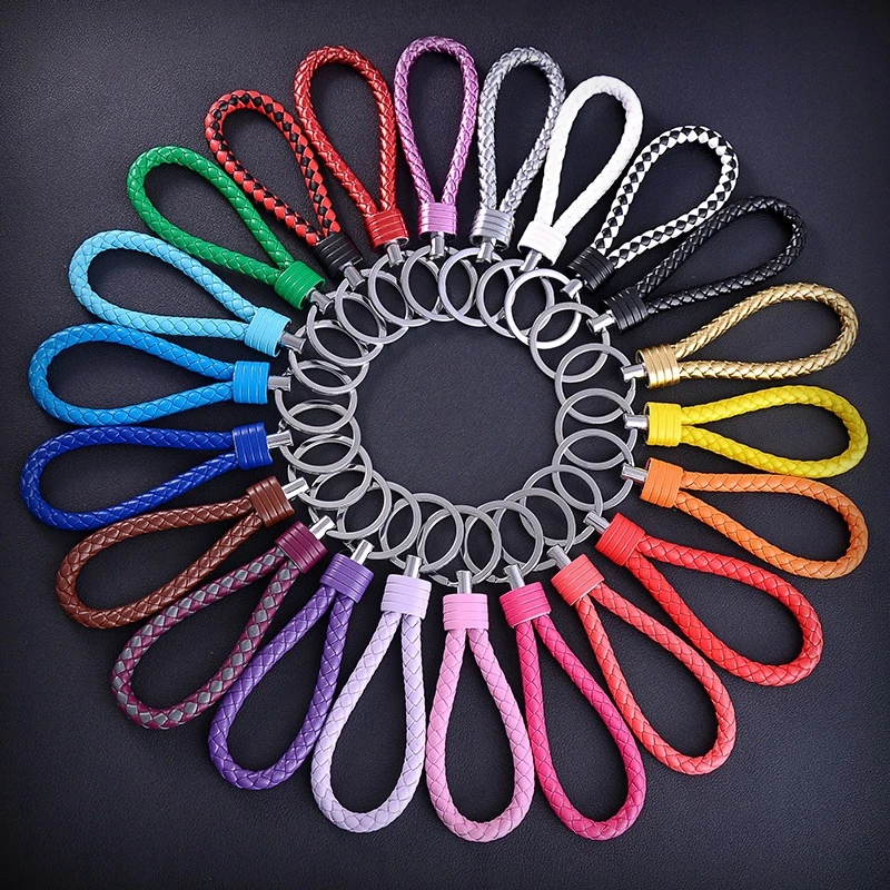 10pcs Braided Leather Keychain Handmade Woven Key Chain DIY Pendant Car Key Ring Keychains For Men Women Small Gift Jewelry