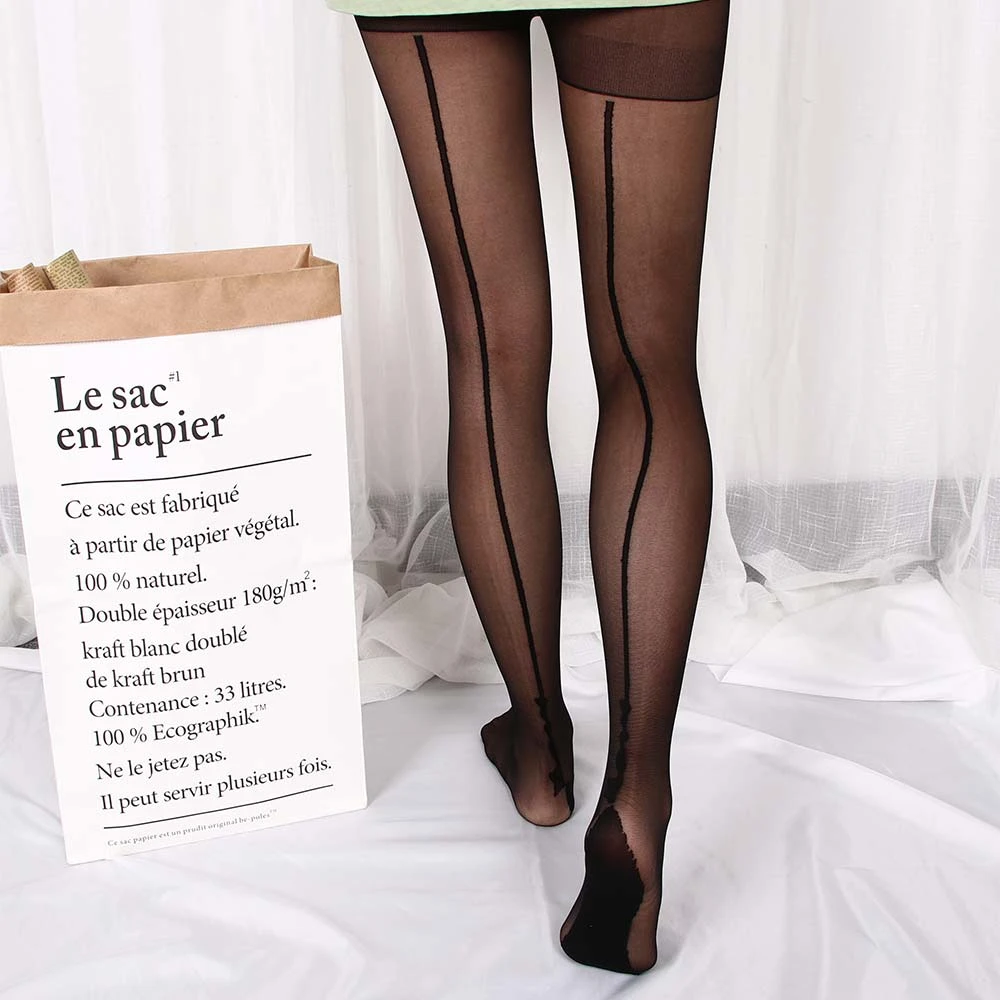 Women Lady Tigh Stockings Pantyhose 2 Colors Stylish Retro Sexy Jacquard Backside Line English Love Letter Tattoo Tights