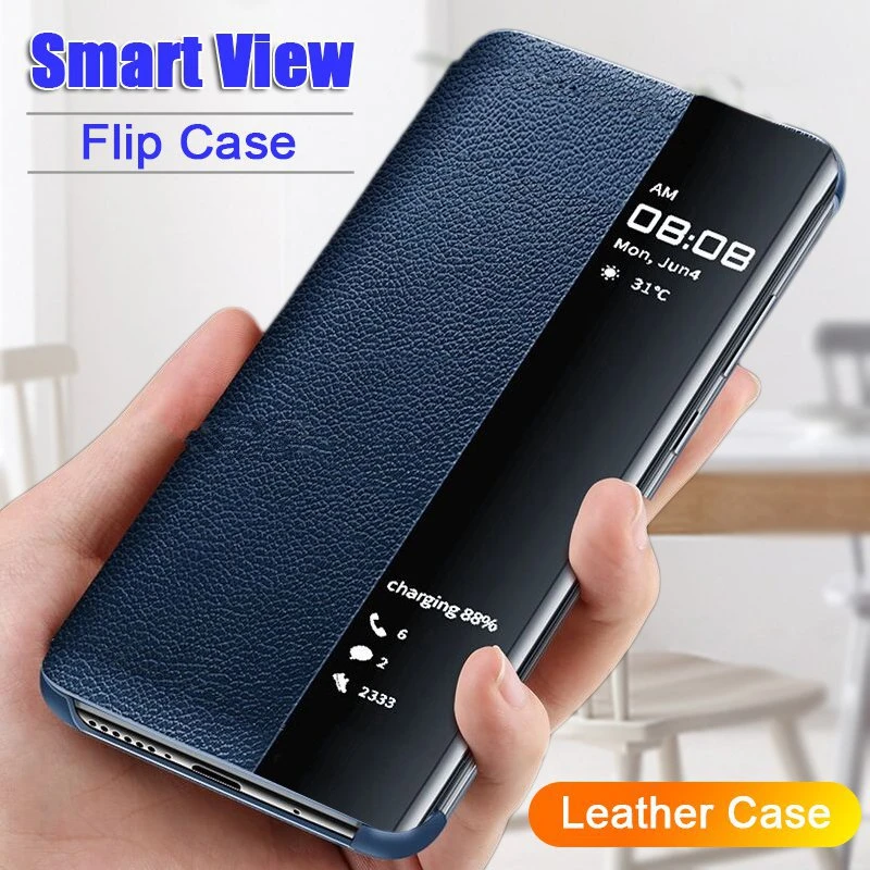 Smart View Flip Case For Samsung Galaxy A51 A71 A50 A70 Note 10 9 8 S21 Plus S20 FE S10 Lite S9 S8 S7 Edge J4 Plus A6 2018 Cover