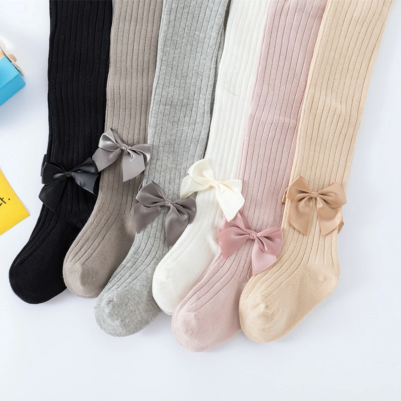 Newborn Baby Tights Kids Bow Children Stockings Baby Girls Pantyhose Infant Meisjes Kleding For Baby Girl Boy Stocking Solid