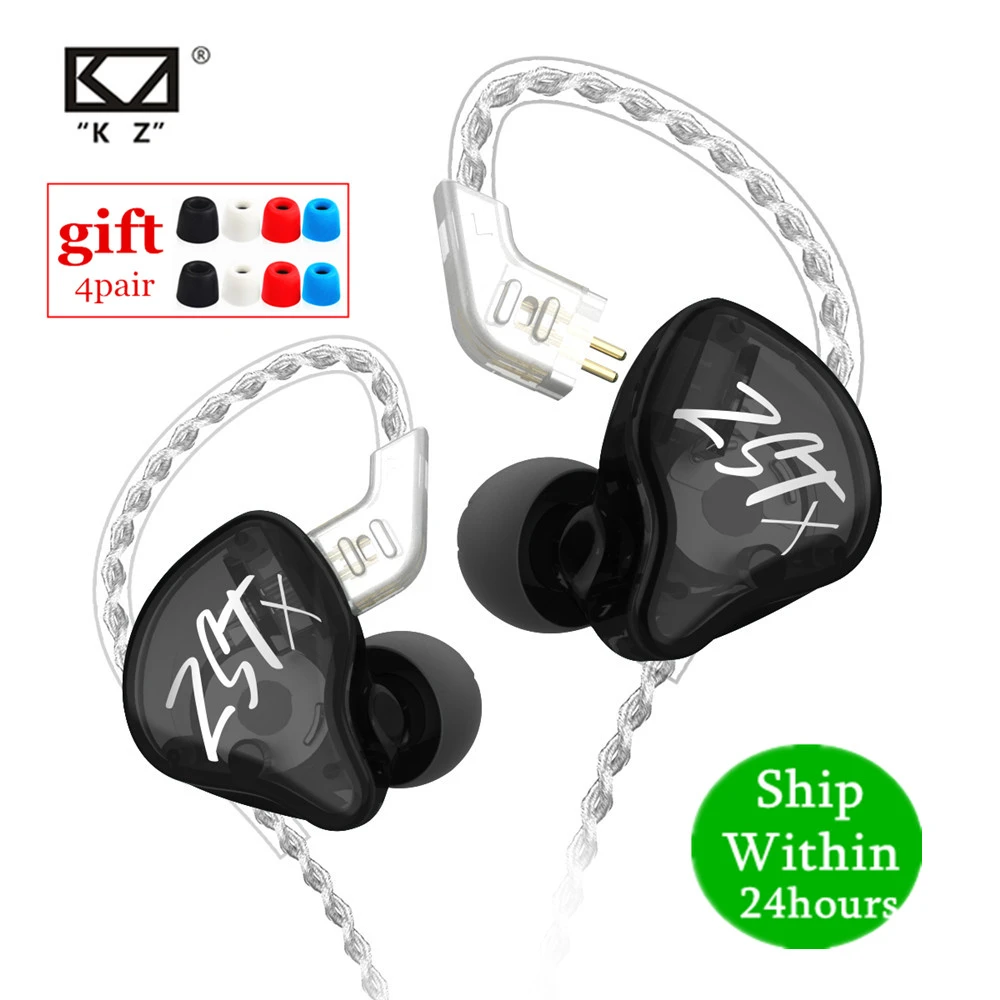 NEW KZ ZST X 1BA 1DD Hybrid HIFI In Ear Earphones Bass Earbud Sport Noise Cancelling Headset KZ ZSTX ZSN X ZSX ZS10 ES4 V80 C12