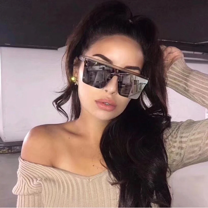 New Black Square Sunglasses Women Big Frame Fashion Retro Mirror Sun Glasses Female Brand Vintage Lady Lunette De Soleil Femme