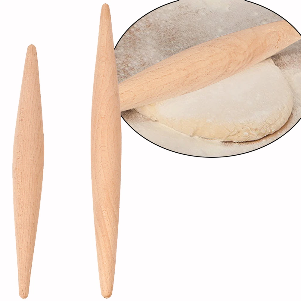 23cm/28cm Dough Roller Wood Non-Stick Double Tip Fondant Cake Pasta Dumpling Skin Maker Bakeware Rolling Pin Cooking Tool