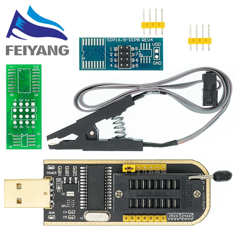 1PCS CH341A 24 25 Series EEPROM Flash BIOS USB Programmer Module + SOIC8 SOP8 Test Clip For EEPROM 93CXX / 25CXX / 24CXX