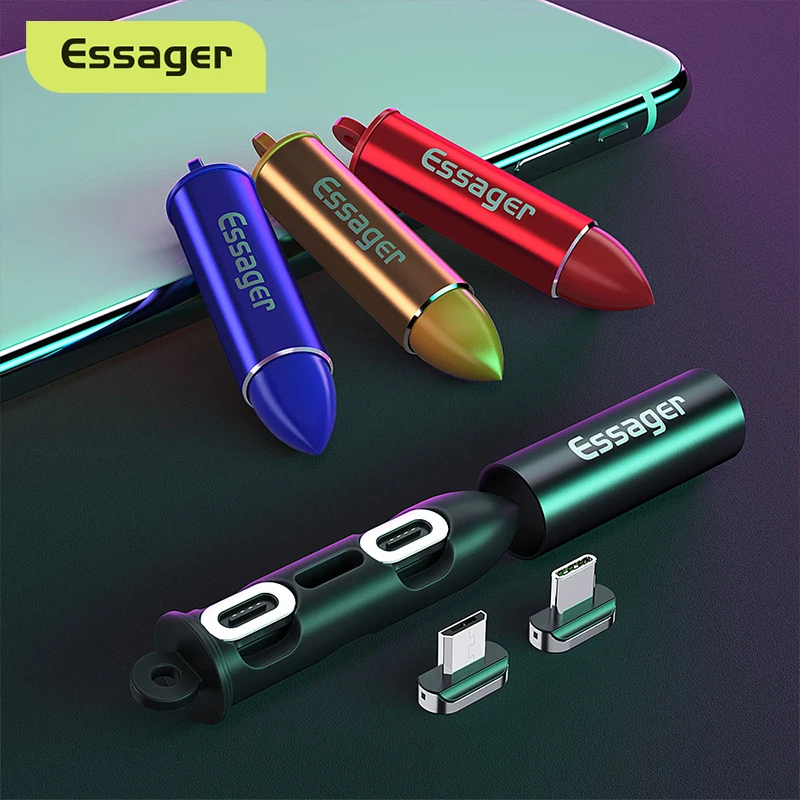 Essager Portable Magnetic Plug Box Adapter Metal Storage Container for iPhone Micro USB Type C Magnet Charger Cable Connector