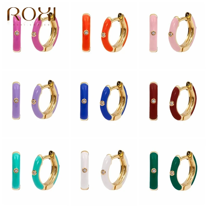 ROXI Ins 9 Colors Colorful Small Hoop Earrings for Women Fine Jewelry Cartilage Earrings Unusual 925 Sterling Silver Pendientes