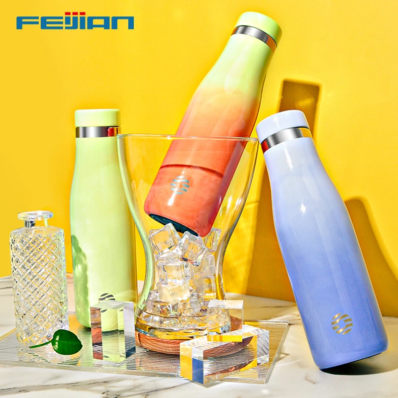 FEIJIAN WG500 Thermochromic Water Bottle 18/10 Stainless Steel Vacuum Flask Sport Bottle Thermos Cup Mug Keep Cold Hot BPA Free
