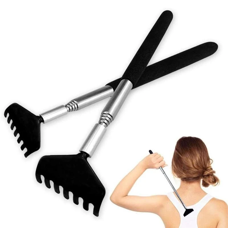 Steel Retractable Itching Scratching Rake Scratcher Massage Tool 1pc Back Scratcher Telescopic