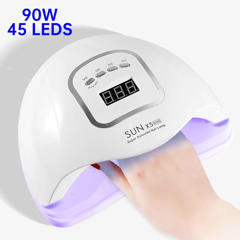 90W UV LED Nail Lamp For Manicure 45 Leds Nail Dryer For All Gels Polish LCD Display Lamp For Drying Nails Manicure Tools