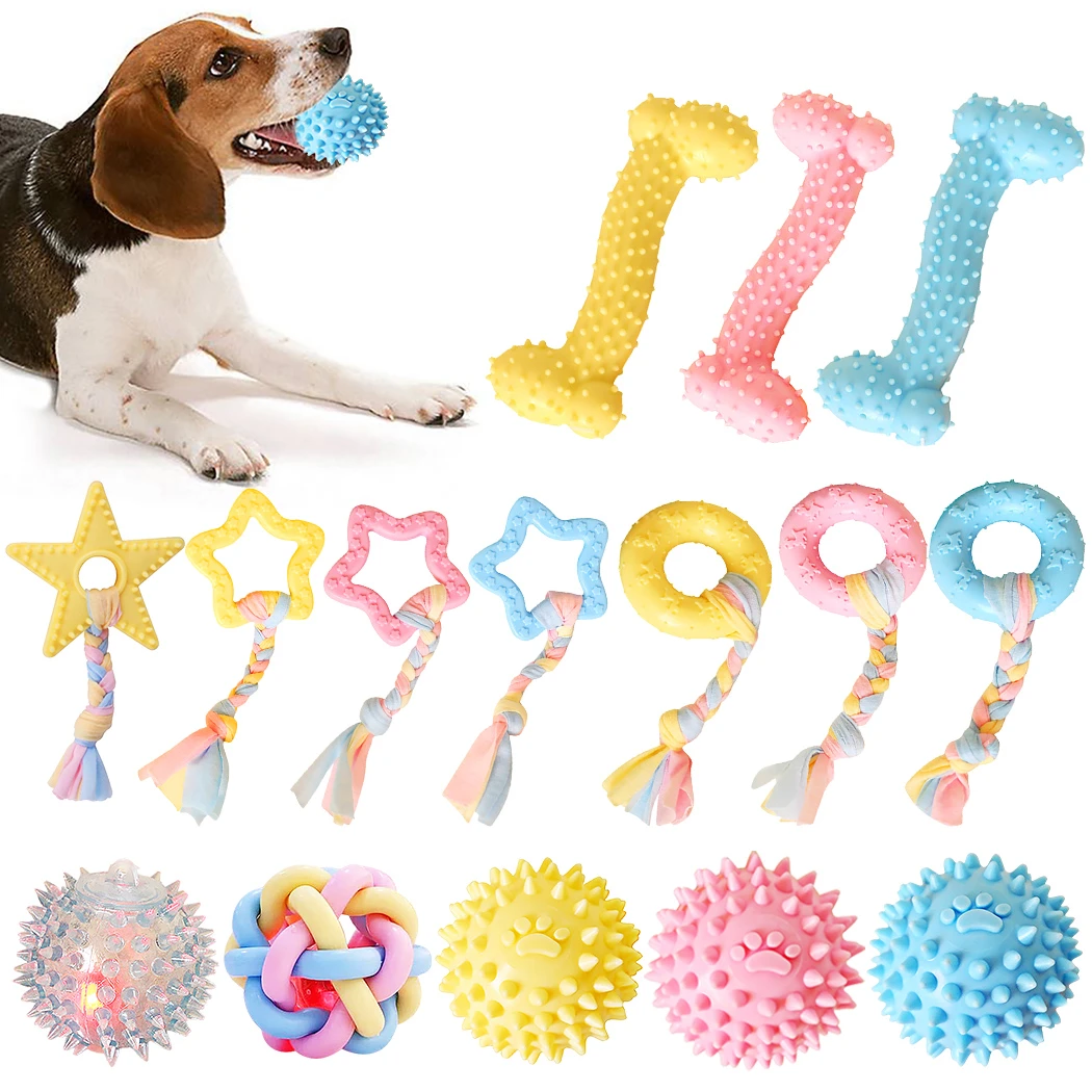 Pet Toy Dog Ball Pet Tooth Cleaning Chewing Rubber Toys For Small Dogs Rubber Dog Toy Pet Teething Dog Favors Bite Dog Rope Toy