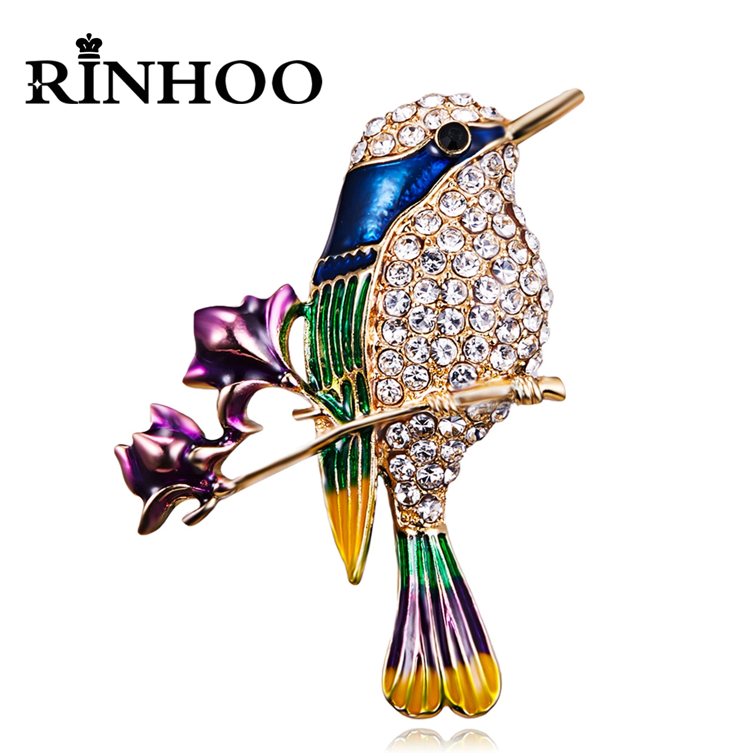 Rinhoo Cute Vivid Flying Bird Brooch Women Winter Animal Hummingbird Phoenix Pigeon Crane Flamingo Pin Buckle Party Casual Badge