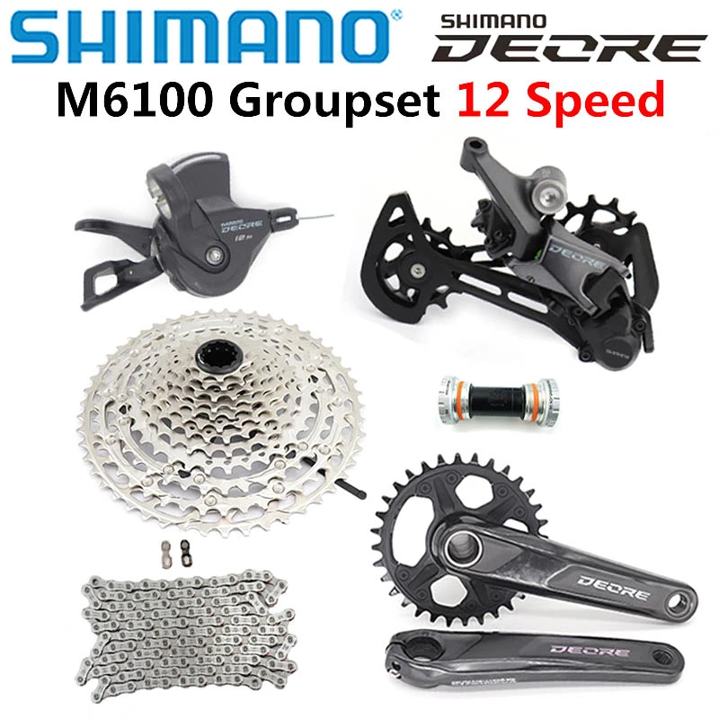 2020 NEW SHIMANO DEORE M6100 M7100 M8100 170mm 175mm 32T Groupset 12 Speed Shifter Rear Derailleur Cassette Crankset M6120