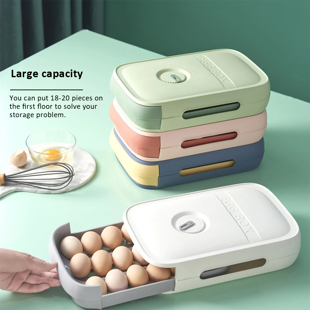 Egg Storage Box Kitchen Drawer Type Egg Storage Box Refrigerator Storage Box Fresh Keeping Box Dumpling Box Household Eggs Holde