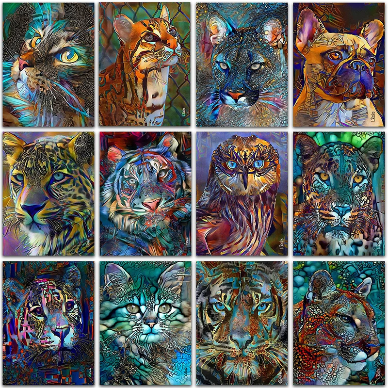 5D DIY Diamond Painting animals Kit Cartoon Cat tiger owl Full Square&Round embroidery mosaic Cross stitch Paint home decor art