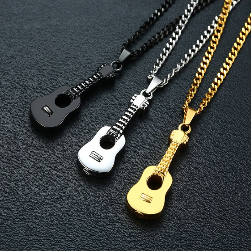 Creative Design High Quality Metal Musical Instrument Guitar Pendant Necklace Fashion Style Unisex Casual Punk Jewelry